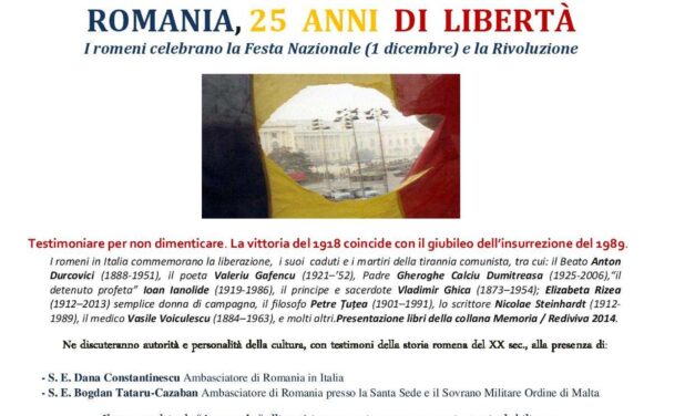 Roma. 11 dicembre 2014. Romania, 25 anni di libertà