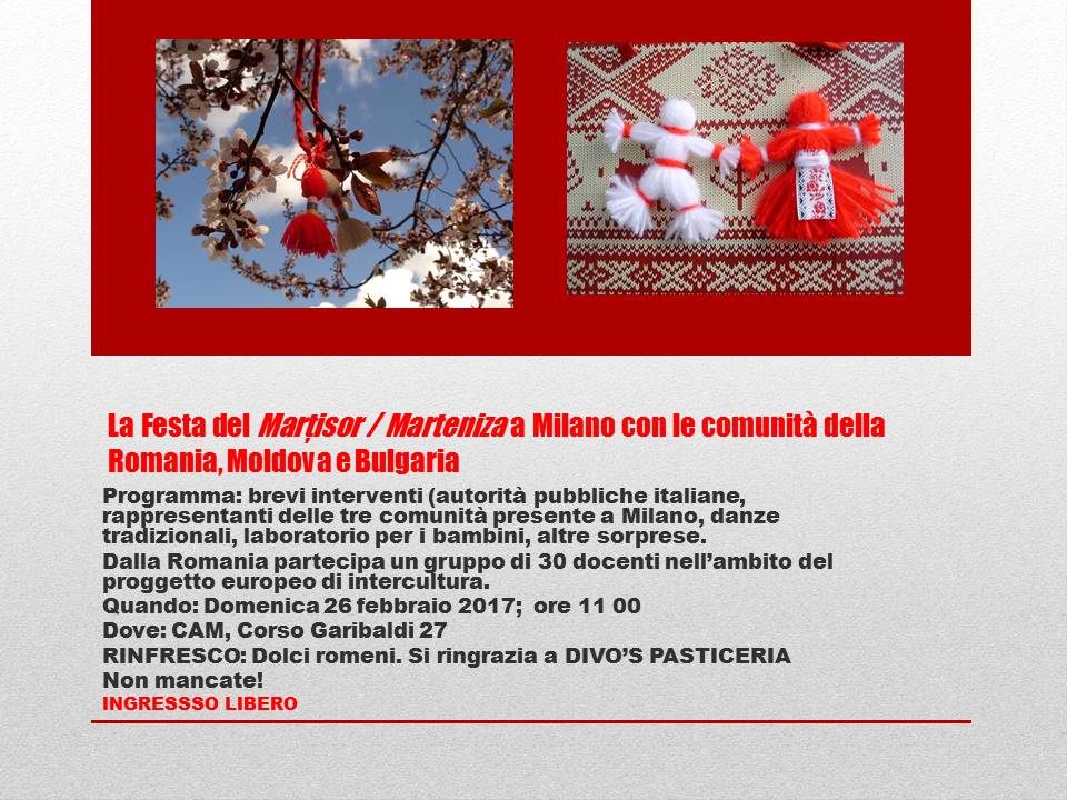 Invito. La Festa del Marțisor / Marteniza a Milano con le comunità della Romania, Moldova e Bulgaria