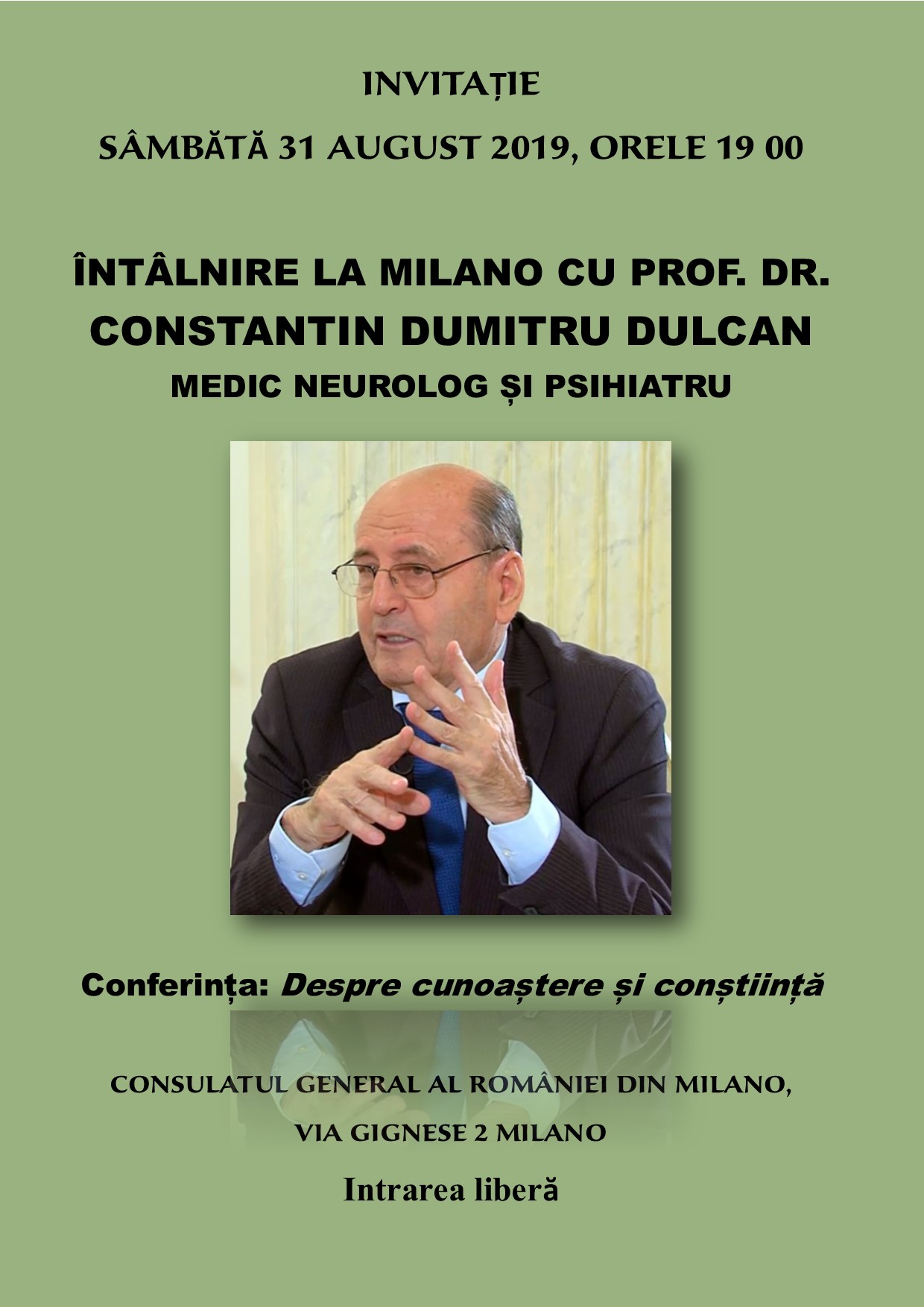 Întâlnire la Milano cu prof. dr. Constantin Dumitru Dulcan, medic neurolog și psihiatru