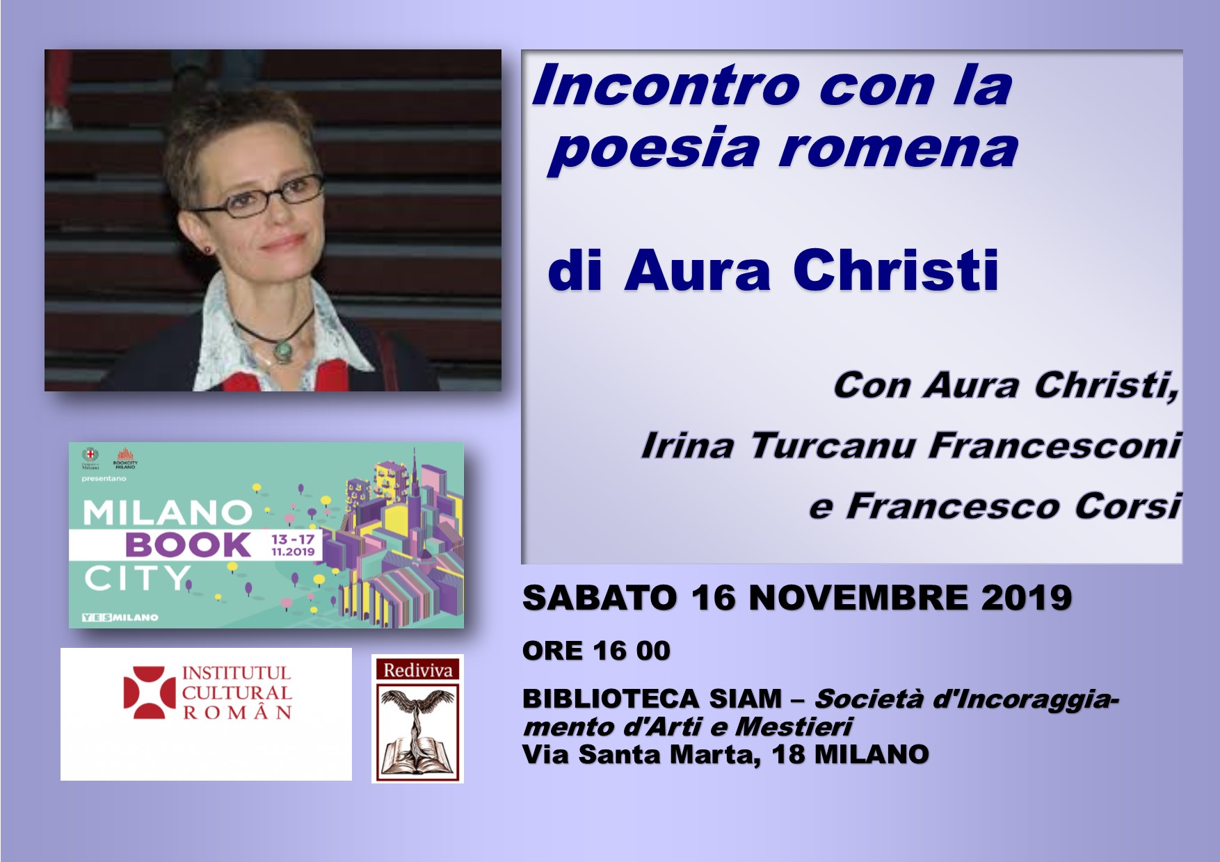 La poetessa Aura Christi al Festival Bookcity di Milano