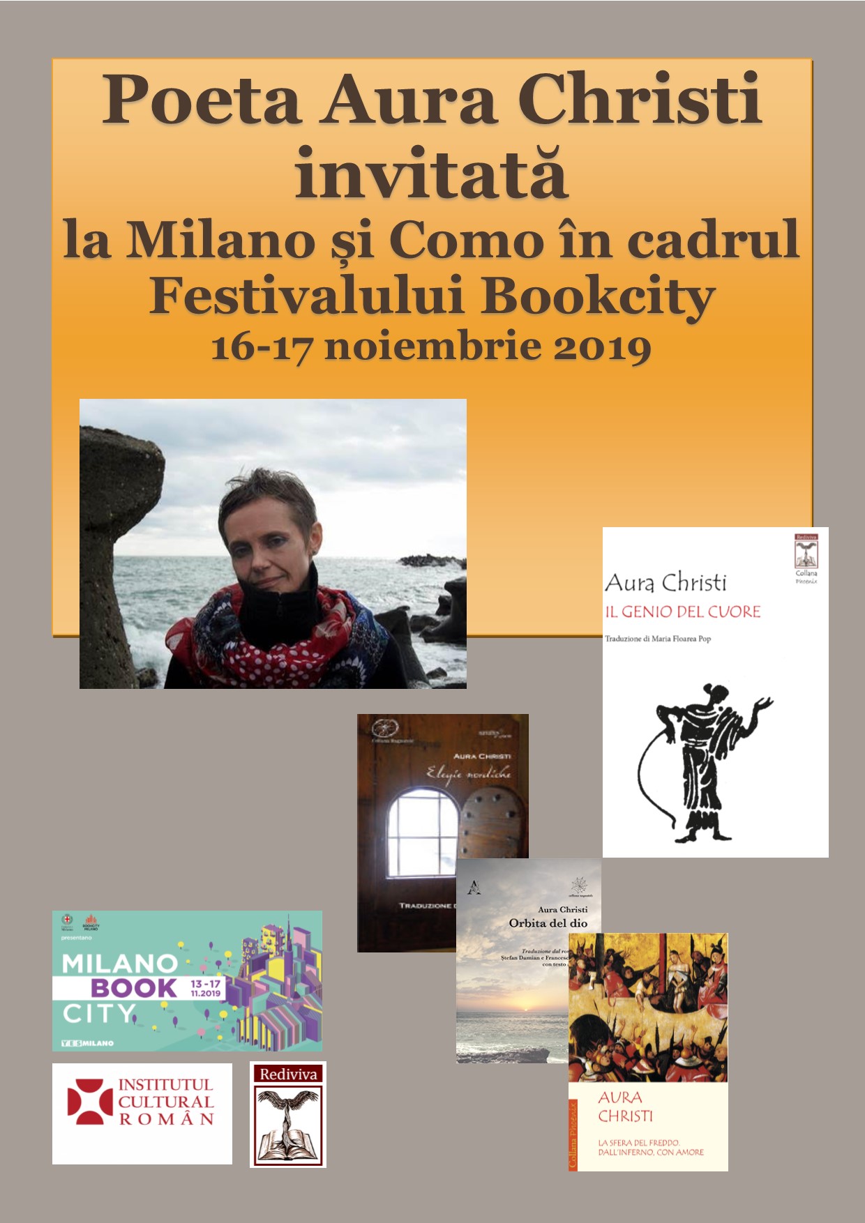 Poeta Aura Christi, invitată la Milano și Como în cadrul Festivalului Internațional BooKcity