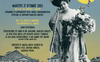 Milano. 17 octombrie 2023. Ceremonia de dezvelire a plăcii memoriale dedicate marii soprane Hariclea Darclée (Brăila, 1860 – București, 1939)