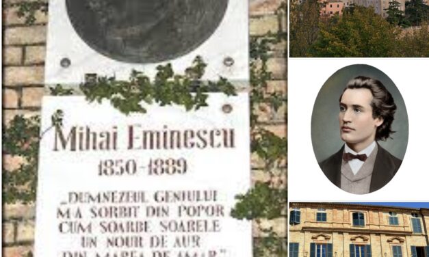 În orașul Recanati din Italia, există o placă memorială dedicată marelui poet Mihai Eminescu