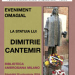 26 octombrie 2024. Eveniment omagial la statuia lui Dimitrie Cantemir de la Biblioteca Ambrosiana din Milano