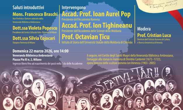 Milano marchează Ziua Basarabiei printr-o conferință susținută de Ioan-Aurel Pop, Președintele Academiei Române, și Ion Tighineanu, Președintele Academiei de Științe a Moldovei