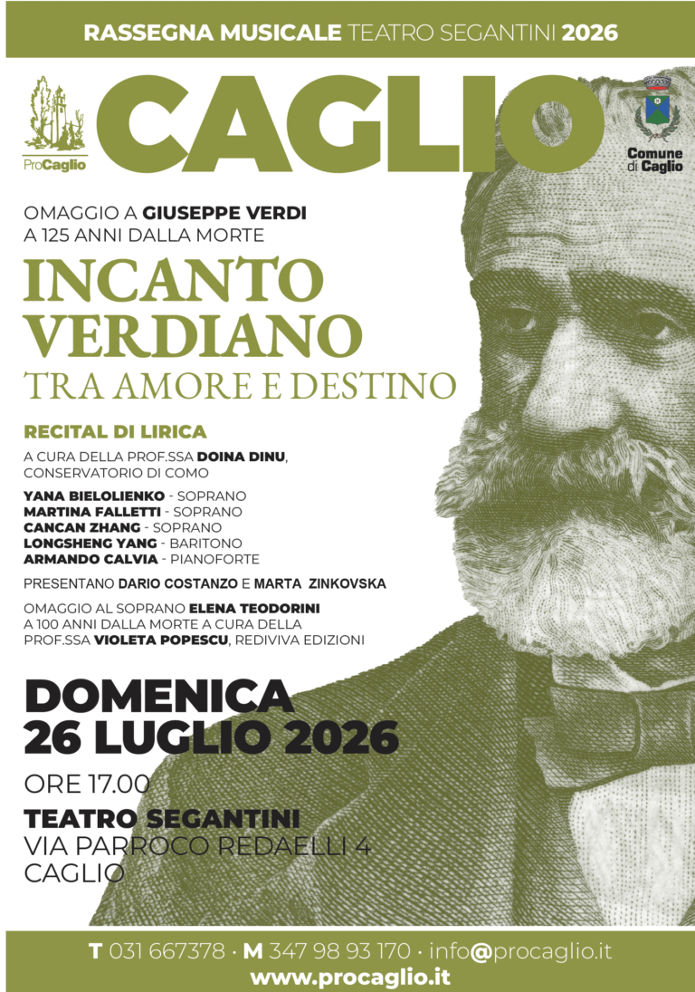 Farmecul Verdian:   Recital de muzică lirică la Caglio, un omagiu adus lui Giuseppe Verdi și sopranei Elenei Teodorini